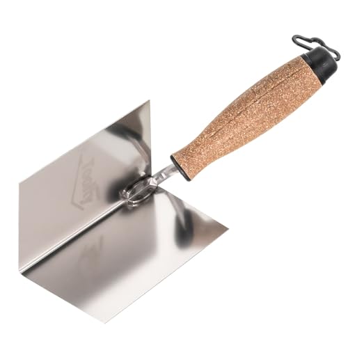 Toolty Internal Angled Lining Trowel with Cork Handle - Stainless Steel - 120x75mm - for Finishing Work - DIY