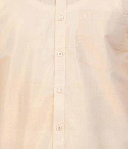 Image of Men's Traditional Indian Shirt and Dhoti Set, Half Sleeves Tissue Silk Cotton Shirt With Dhoti 2 metres for men