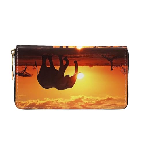 Elephant Pictures Women Wallets Leather Zip Around Clutch Purses Waterproof Credit Card Holder With Phone Holder Ladies Travel Coin Purse2