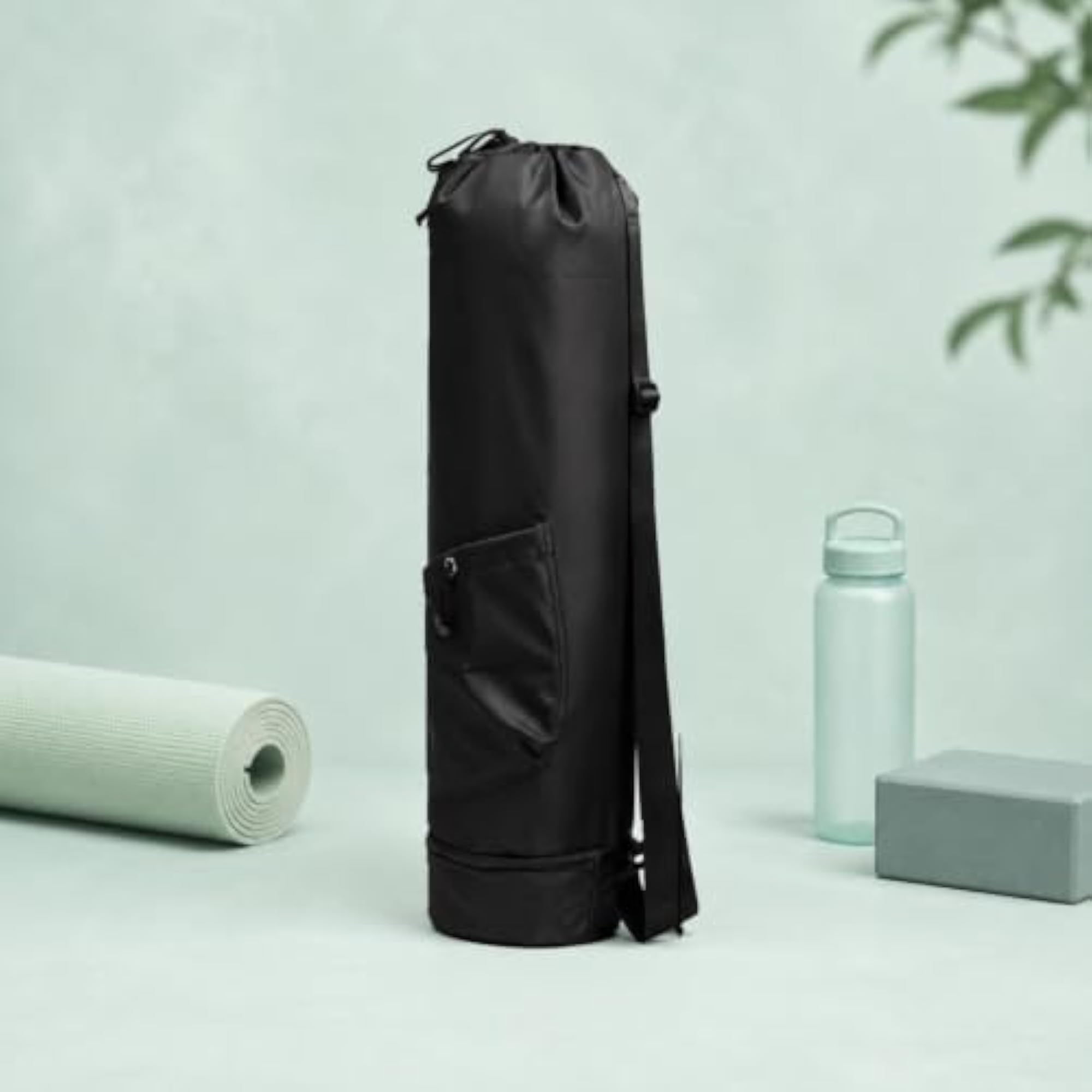 Crossbody Fitness Mat Bag Drawstring Closure, Green
