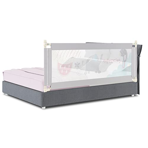 GLACER Bed Rail for Toddlers, 77” Extra Long, Height Adjustable Baby Bed Rail Guard with One-Side Lifting Design, Double Safety Locks, Safety Bed Guardrail for Kids with Side Storage Pocket (Elephant)