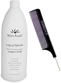 White Sands LIQUID TEXTURE, MEDIUM HOLD, Thermal Styling Spray, Root Boost Volumizer, Wet/Dry Styling, Round Brushing, Scrunching Finish Spray (Stylist Kit) (MED. HOLD, 33.8 oz/LITER LARGE REFILL)