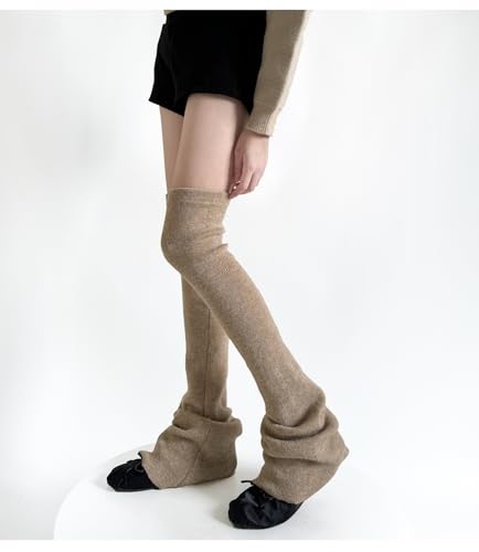 heyheyshine Women's Knit Leg Warmers Y2K Kawaii Cute Bottom Flare Leg Warmers Above The Knee Harajuku Leg Cover Accessories3