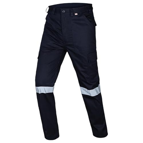 Pantalones de Trabajo Hombre Alta Visibilidad Reflectantes Cargo con Bolsillos para Seguridad Laboral #303