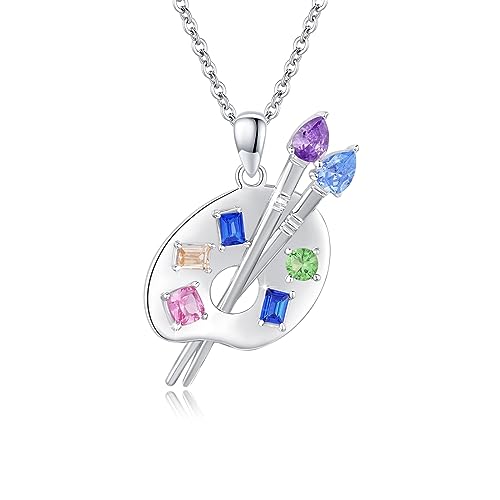 Collier palette de peinture argent sterling pendentif bijoux cadeau fille
