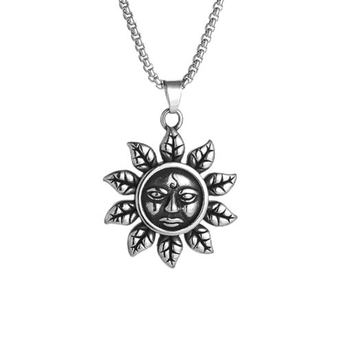 Pendentif crâne rétro et tournesol gothique, une idée cadeau originale pour hommes