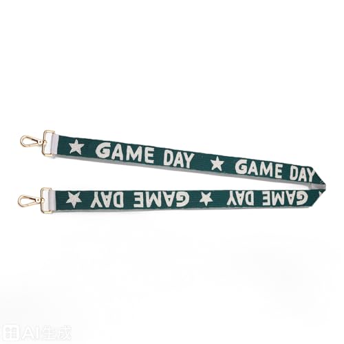 Image of Game Day Beaded Purse Strap Replacement Orange White Football Purse Strap Crossbody Bag Straps Game Day Outfits Football Accessories (Green White)