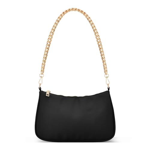 Black chain cross body travel bag with multi pockets womens