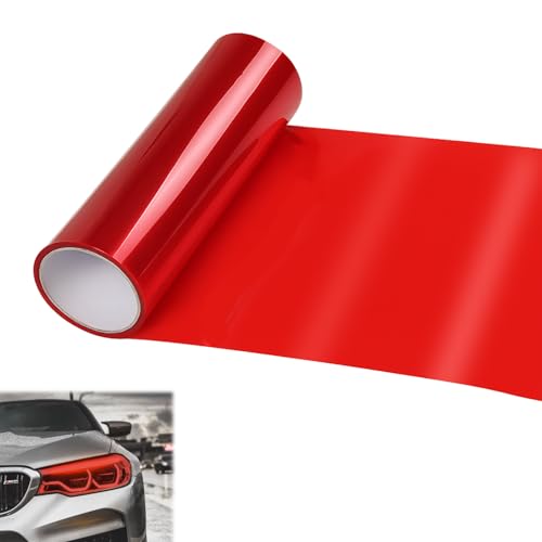 PREMIUM PELLICULA PER FARI: Pellicola di alta qualità in vinile trasparente rosso per fari dell'auto e fendinebbia con retro autoadesivo