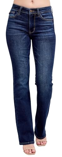 Judy Blue Women's High Waisted Dark Wash Bootcut Jeans (Dark Blue, 7)