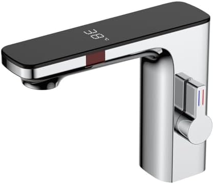 Automatic Infrared Sensor Faucet with Temperature Display for Smart Touchless Tap Experience Digital Screen for Hot and Cold Water Control (Grey)