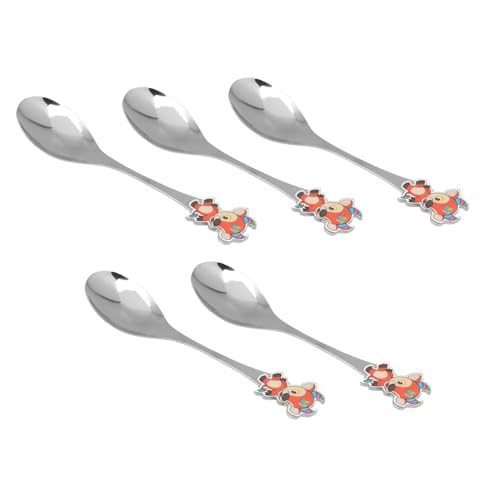 ibasenice 1 Juego Cuchara De De Dibujos Animados Cucharas De Cena Cucharas Pequeñas Cucharas Infantiles De Diseño Animal Cucharas Infantiles Con Bordes Redondeados Silver 5 Piezas