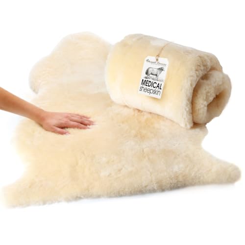 Medical Sheepskin for Bedsores, Genuine Shorn Lambskin Underlay 25 x 41 in