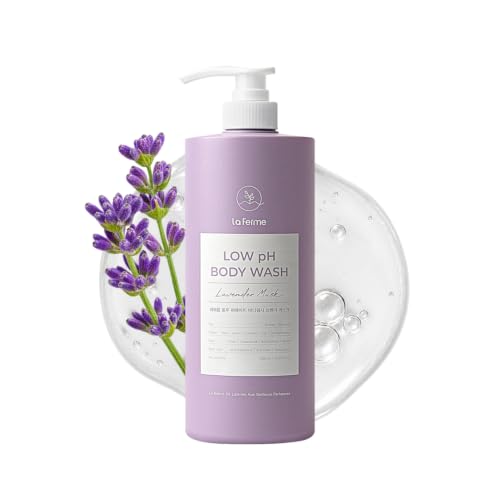 laferme Low pH balanced Gentle Korean Body Wash with Natural & Organic Ingredients, Hypoallergenic for Sensitive Skin, Moisturizing & Hydrating for Dry Skin, For Women & Men, 33 Fl Oz, Lavender Musk