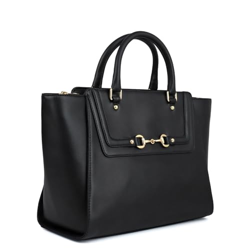 Image of Da Milano Leather Satchel Bag for Women - Black
