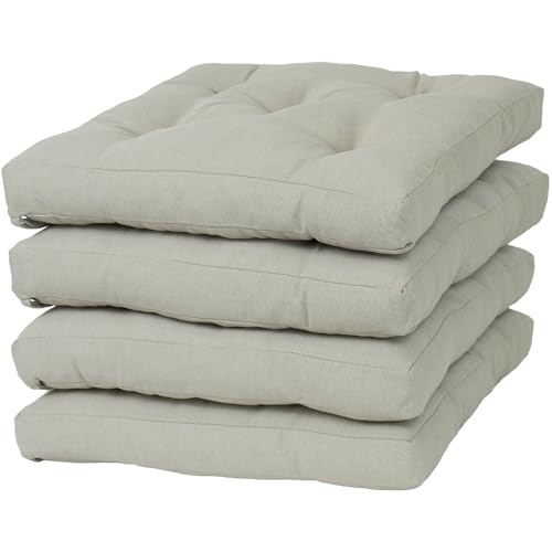 Viste tu hogar Pack 4 Cojines para Silla, 43x43x5 CM, Efecto Tridimensional, Relleno de 100% Poliéster, Ideal para Comedor, Terraza, Sala y Restaurante, Color Beige Lino, Fabricado en España