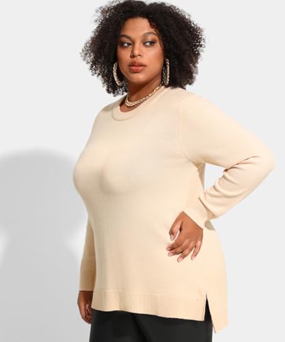 RITERA Plus Size Sweater for Women Pullover Crewneck Knit Side Split Sweatershirt Winter Casual Basic Oversize XL-5XL4