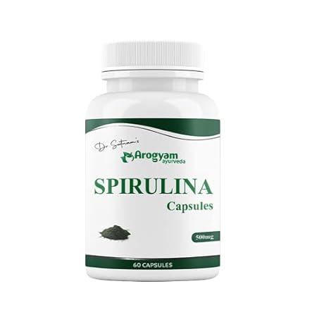 AROGYAM Spirulina Capsules 500mg, Spirulina Extract, Health Supplement For Immunity, Ayurvedic Capsules (60 Capsules)