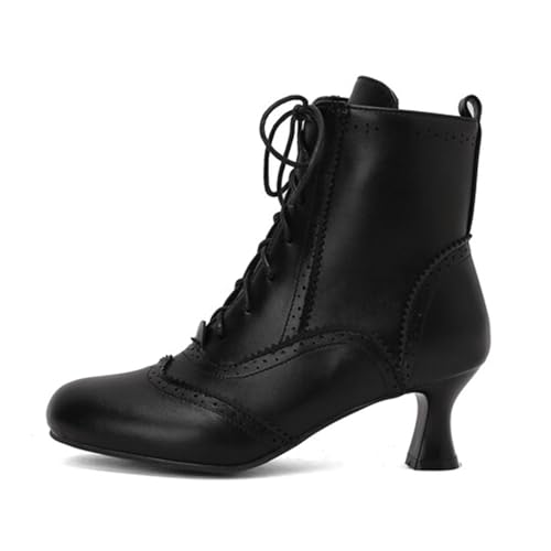 ErikenUrben Women Vinatge Ankle Boots Lace up Victorian Boots 70s Kitten Heel2