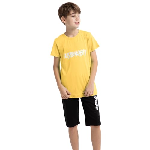 Image of amropi Boys Shorts Set Cotton T-Shirt and Short Pants 2 Pieces Summer Tracksuit for Age 2-12 Years