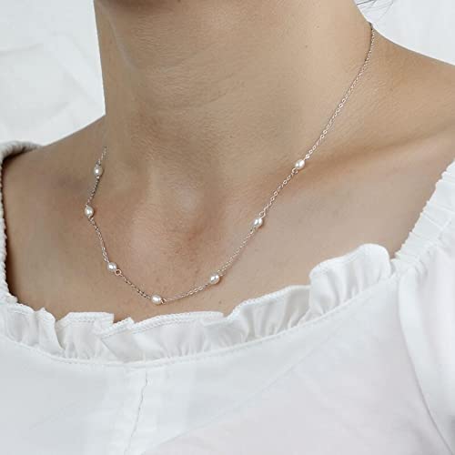 Collier de clavicule de perle véritable en argent sterling 925 de luxe - 3