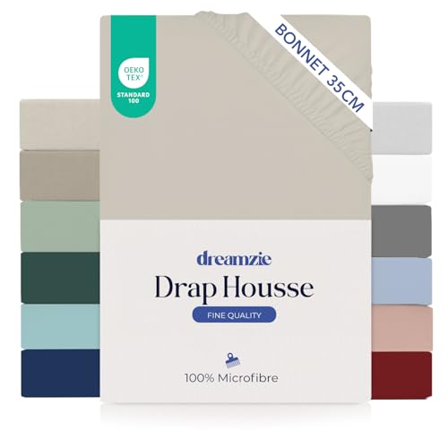 Dreamzie Drap Housse 180x200 Bonnet 35cm Beige
