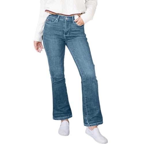 Flare Jeans for Women High Waisted Bell Bottom Jeans Trendy Summer Slim Fit Bootcut Denim Pants with Pockets