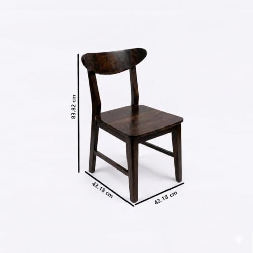 Image of Solid Sheesham Wood Dining Chair | Wooden Back Cut Dining Chair Set of 4 | Chairs for Dining Room | Study Room | Office | Finish Color - Walnut Finish |
