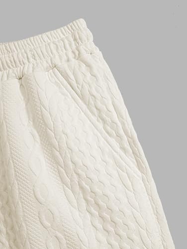 Image of Men's Casual Jacquard Textured Letter Patch Design Short Sleeves T-shirt Or Drawstring Shorts -Co-ord Available(Shorts Light Yellow /L)