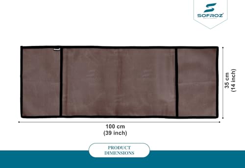 Image of Microwave Oven Cover for Durable, Waterproof and Dustproof Kitchen Protector with 4 Side Storage Pockets for Kitchen Accessories (100 x 35 cm) (Brown)