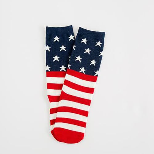 4 Pairs American Flag Socks Knee High Socks USA Middle Socks Star Stripe Patriotic Socks for Kids 4-6 Years Old3