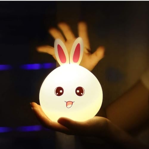 Image of Fire turtle Cute Silicone Rabbit Night Lamp for Kids | USB Rechargeable LED Table Light | Multicolour Gift for Toddlers (2-5 Years), Colour Changing(Rabbit -lamp)