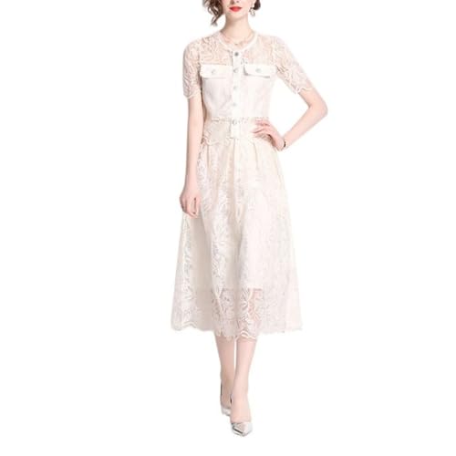 Ensemble jupe longue vintage en dentelle beige élégant pour femme