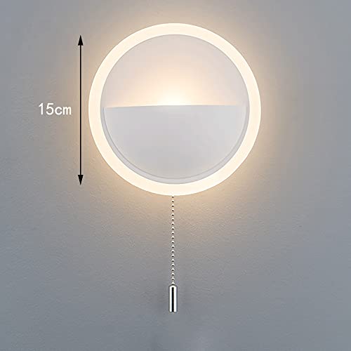 Aplique de pared de dormitorio circular LED moderno con regulador e interruptor de tiro 5