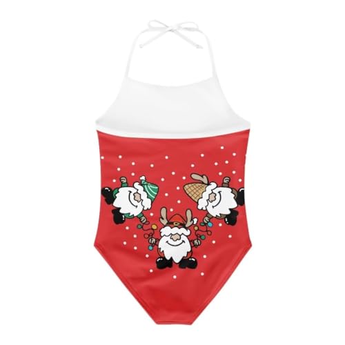 Image of Christmas Kids One-Piece Halter Swimsuits Beach Swimwear Bathing Suit for 3-10 Years Girls