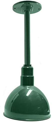 Ark Lighting DEEP Dome BARN RLM 12" & 12" Stem Lights & Canopy in Green 120V for A19 Inducement OR LED