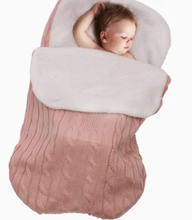 Baby Swaddle Unisex Blanket soft thick kniting 0-12 months baby. (Pink)