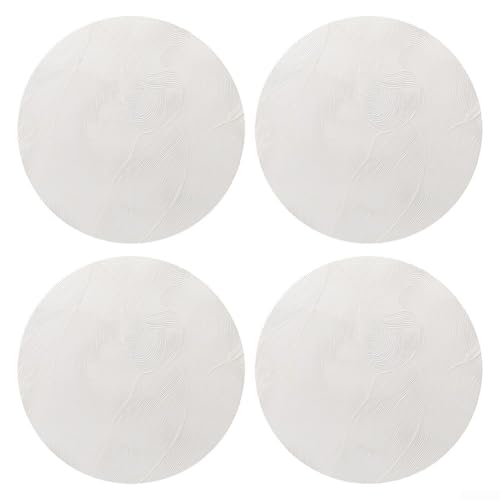 Paquete de 4 elegantes manteles individuales de PVC resistentes al calor para restaurantes y hogares (blanco)