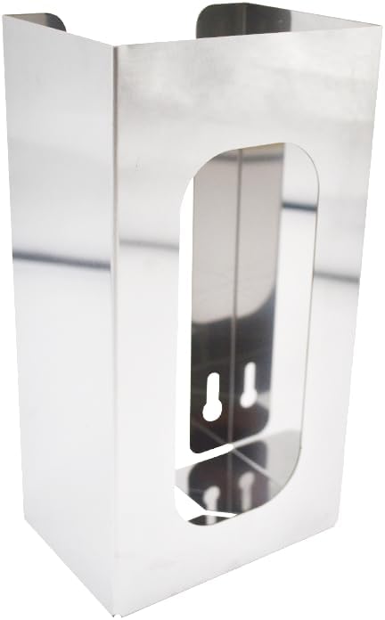 1 Pack Commercial Grade Stainless Steel Single Box Glove Dispenser Tissue Box Holder W5.4" x D3.8" x H10", Two-Way Keyhole for Vertical Horizontal Loading Adjustment, Wall Mounting Screw Included