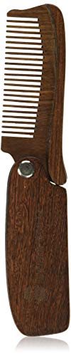 Folding Sandalwood Comb by Groom Houzz - Anti-Static Styling Comb for Men - Perfect Beard Shaper