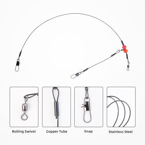 Cuerda líder de pesca de acero inoxidable con giratorios miniatura 5