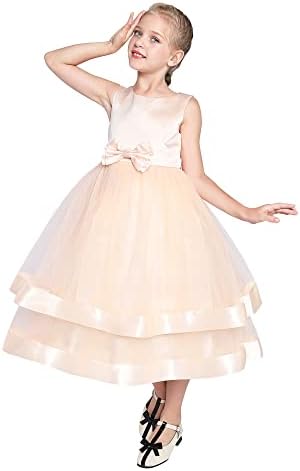 Sunny Fashion Girls Dress Sleeveless Champagne Ball Gown Wedding Party Pageant Size 7