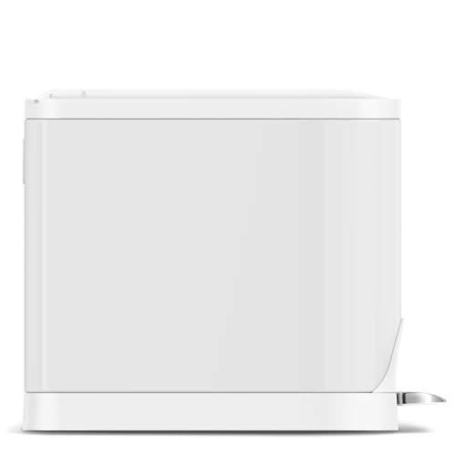 simplehuman 10 Liter / 2.6 Gallon Butterfly Lid Bathroom Step Trash Can, White Steel - Image 3