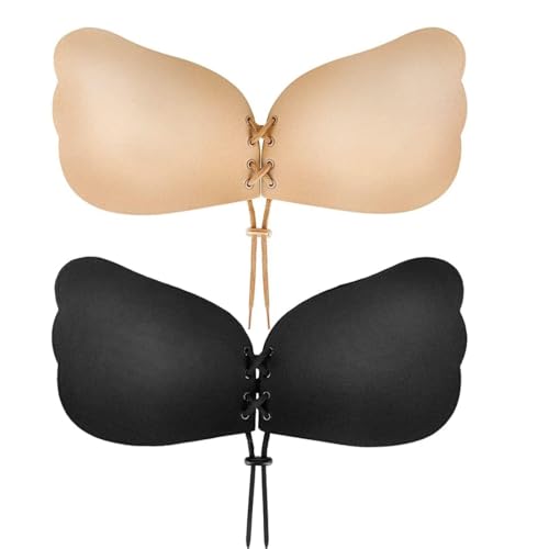 KEWUF Sujetador Invisible Adhesivo Push-Up 2-Pack sticky bra doble push up relleno push up para bikini, sujetador pegatina push up, para CóModo Reutilizable Sostén para Vestido Boda - Copa C