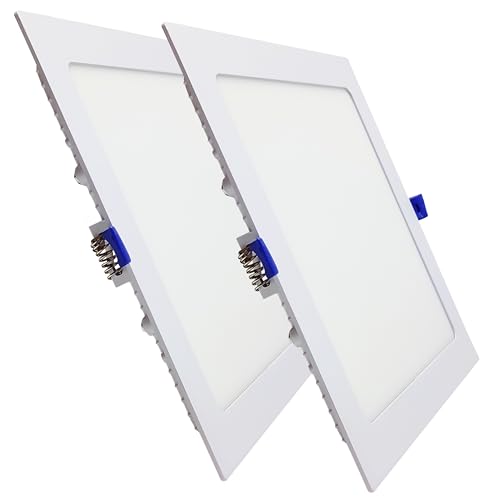 LED ATOMANT Pack 2x Downlight LED Panel Cuadrado 225mm 20W, CCT (Selector de Color Blanco Calido, Neutro y Frio), Corte 205mm, 1800 lumenes, Driver incluido