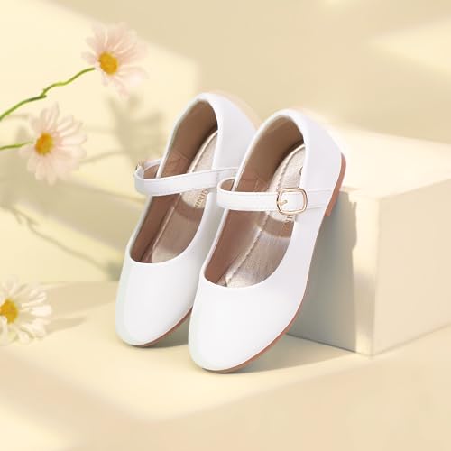 PANDANINJIA Girls Dress Shoes Flower Girl Ballet Pearl Flats Adela Wedding Party School for Toddler Little Kid3