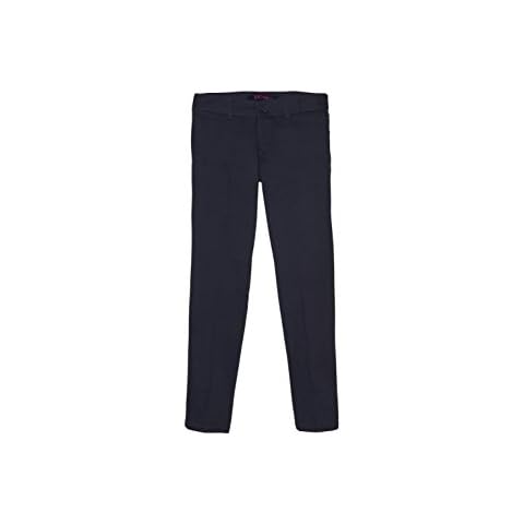 French Toast girls Adjustable Waist Stretch Twill Straight Leg (Standard & Plus) Pants, Navy, 10 US Cover