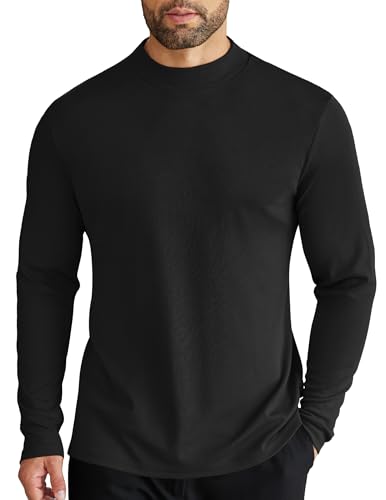COOFANDY Men's Mock Turtleneck Long Sleeve Shirts Slim Fit Basic T-Shirt Lightweight Ribbed Pullover Sweater