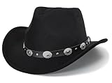 Cappello classico da cowboy, stile western, unisex, a tesa larga, arrotolabile, adatto per taglie M-L, Nero-3, 7