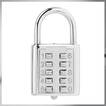 Eis 10 Digit Push-Button Combination Number Code Luggage Lock - Silver | Padlock Lock for Door/Bag/Locker/Helmet/Gym | Resettable Combination Lock for Home/Office/Store | Secure Travel Code Lock-image-0
